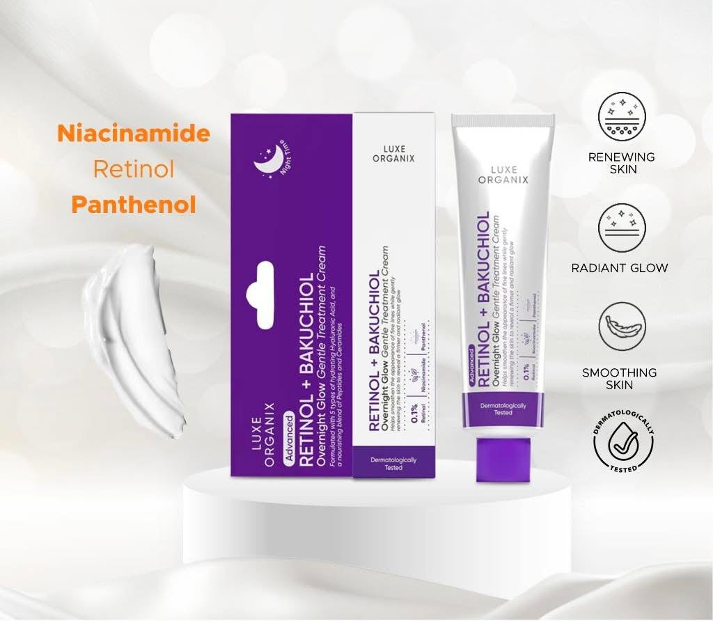 LUXE ORGANIX Retinol + Bakuchiol Overnight Radiant Glow Lifting